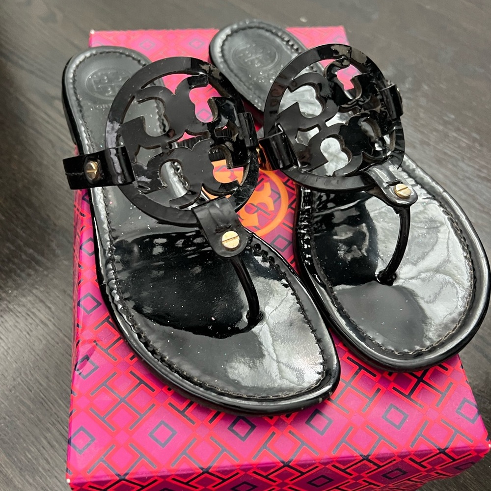 Tory Burch Miller Black Patent - Size 9